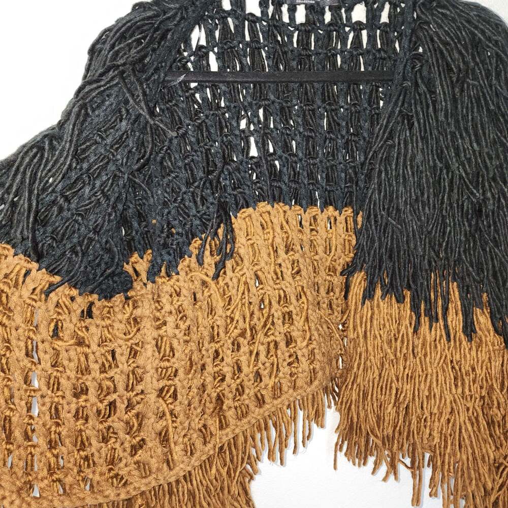 Nasty Gal Collection Bad Romance Shaggy Fringe Cardigan Black Brown Size S - Picture 4 of 9